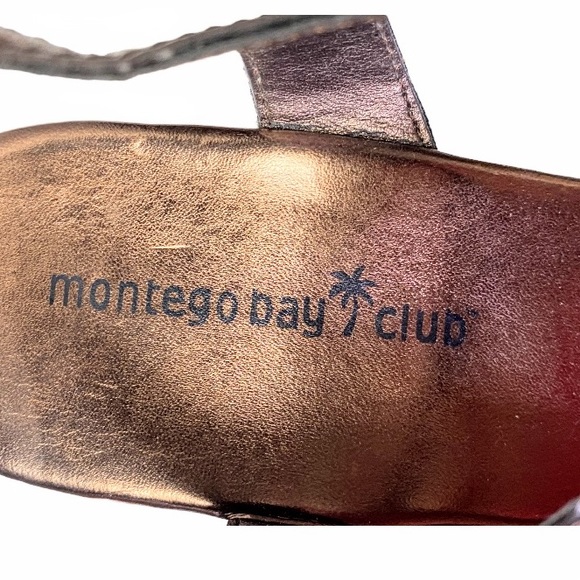 Montego Bay Club Metallic Gold, Bronze & Silver Strappy Wedge Sandals Size 9 - Picture 14 of 16